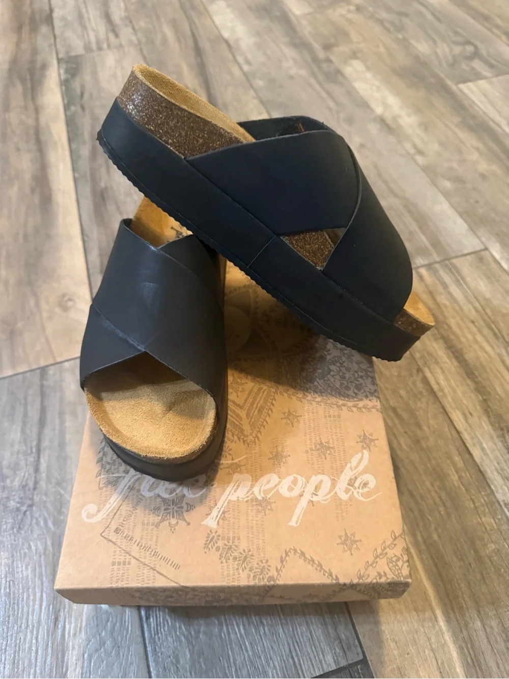 Free People Sidelines Flatform Slides in Black